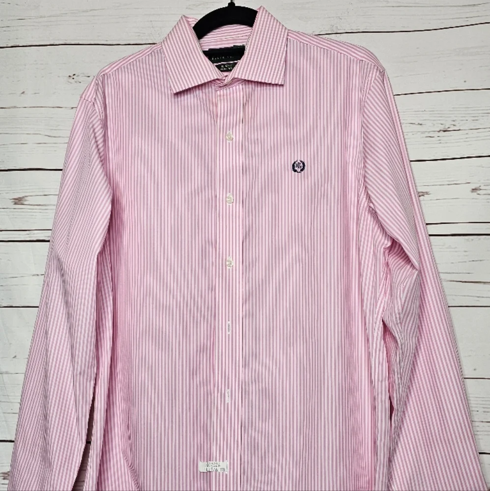 Lauren Ralph Lauren Slim Fit Pink Striped Dress Shirt - Picture 5 of 13